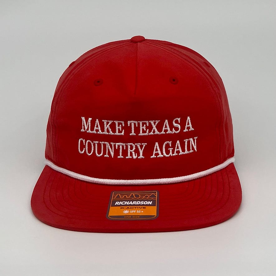 MATACA Hat Retro Rebel - Make Texas A Country Again - Richardson 256 Performance Cloth Rope Flat Hat - White on Red White on Red - Make Texas A Country Again - R256 Cloth Rope Flat Hat