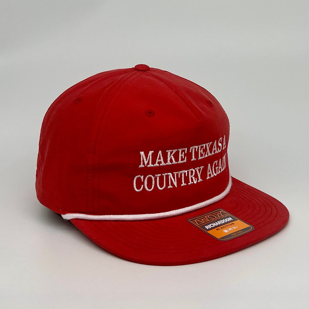 MATACA Hat Retro Rebel - Make Texas A Country Again - Richardson 256 Performance Cloth Rope Flat Hat - White on Red White on Red - Make Texas A Country Again - R256 Cloth Rope Flat Hat