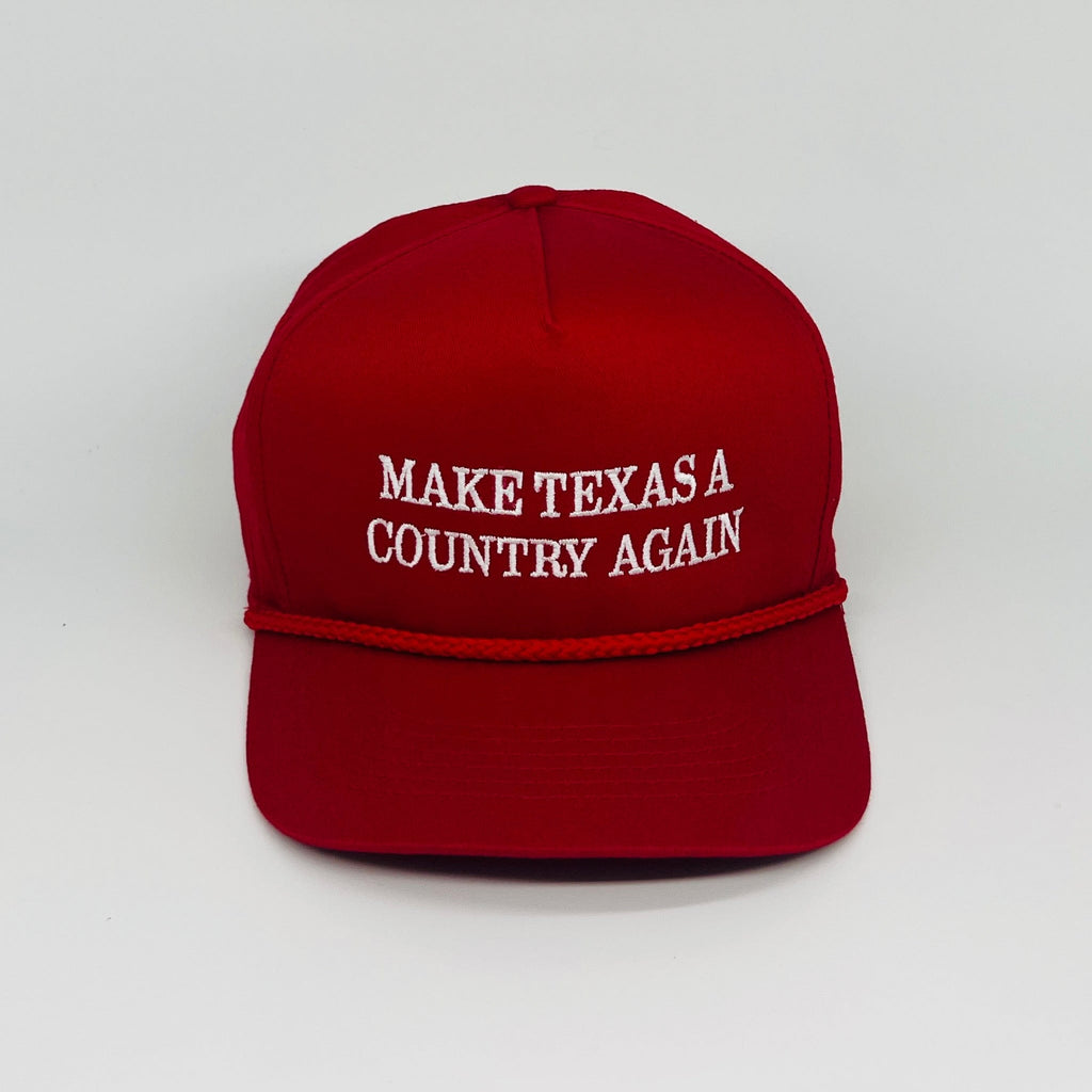 MATACA Hat Make Texas A Country Again - Classic Red Cloth Hat White on Red | Make Texas A Country Again Rope Hat | MATACA | Red Hat