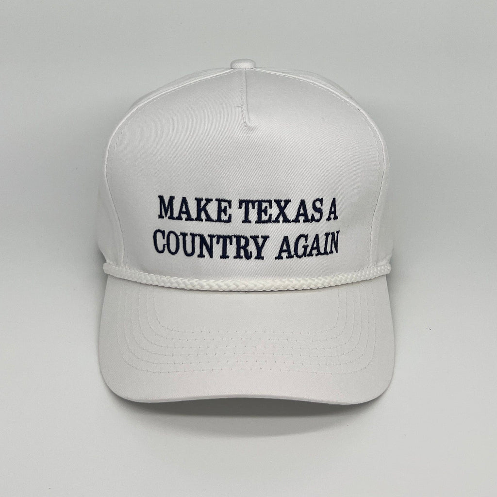 MATACA Hat Make Texas A Country Again - Classic White Cloth Rope Hat Navy on White | Make Texas A Country Again Cloth Rope Hat | MATACA