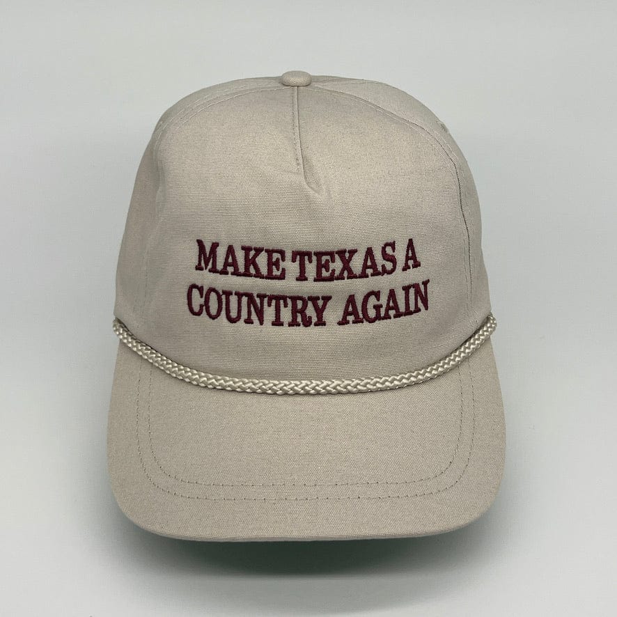 MATACA Hat A&M "Gig 'Em" Model - Make Texas A Country Again - Imperial Classic Cloth Rope Hat - Maroon on Tan A&M Make Texas A Country Again Imperial Rope Hat - Maroon on Tan