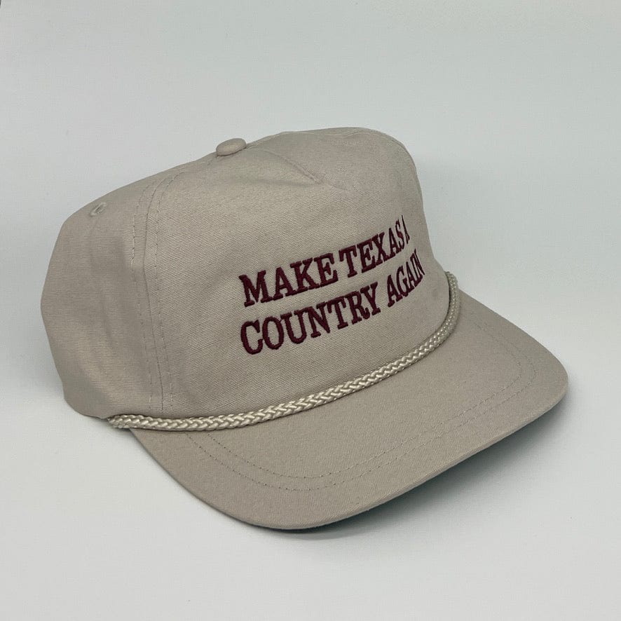 MATACA Hat A&M "Gig 'Em" Model - Make Texas A Country Again - Imperial Classic Cloth Rope Hat - Maroon on Tan A&M Make Texas A Country Again Imperial Rope Hat - Maroon on Tan