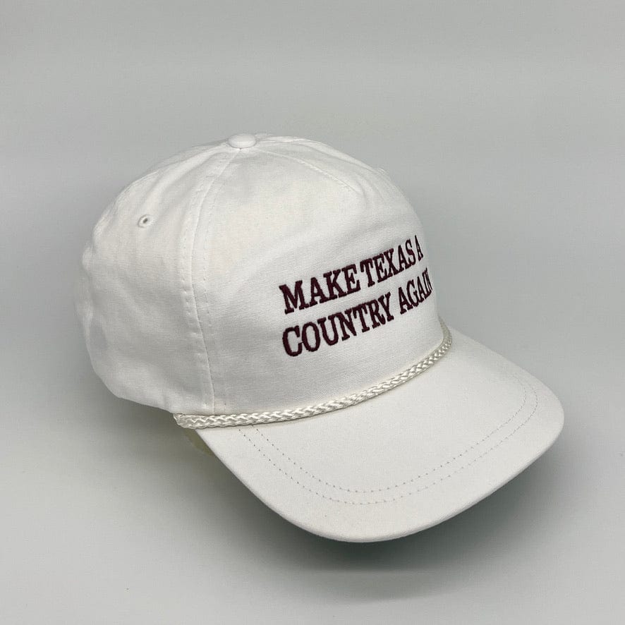 MATACA Hat A&M White "Gig 'Em" Model - Make Texas A Country Again - Imperial Classic Cloth Hat - White Cloth w/ Maroon Text Maroon & White - A&M Make Texas A Country Again Rope Hat - Imperial Hat