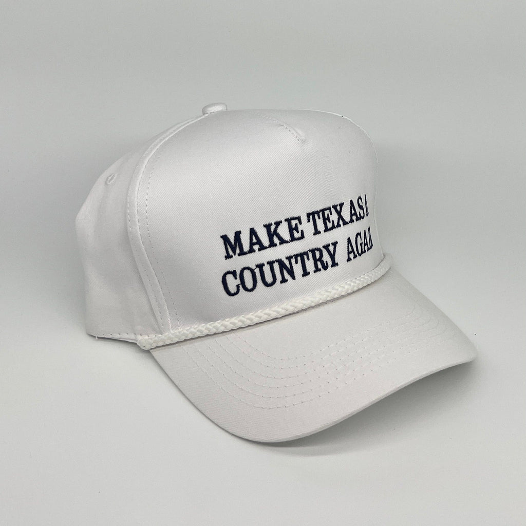 MATACA Hat Make Texas A Country Again - Classic White Cloth Rope Hat Navy on White | Make Texas A Country Again Cloth Rope Hat | MATACA