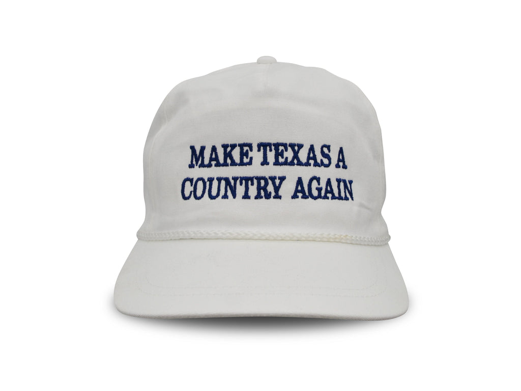 MATACA Hat Make Texas A Country Again - Imperial Classic Cloth Hat - Navy Text Navy on White - Make Texas A Country Again Rope Hat - Imperial Classic